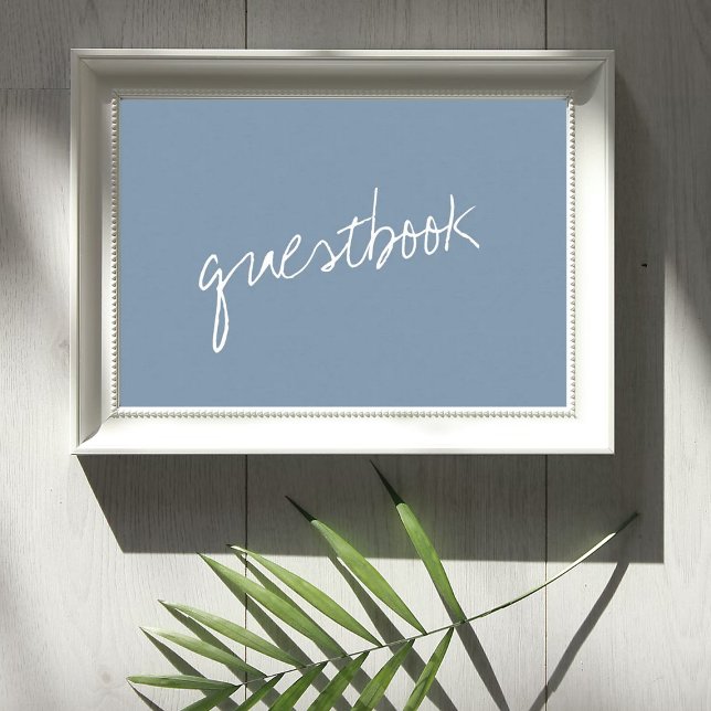 Modern Script Dusty Blue Minimalistic Wedding Poster (Creator Uploaded)