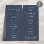 Modern Script Dusty Navy Blue Wedding Program Invitation<br><div class="desc">Modern Script Dusty Navy Blue Wedding Program. Available digitally and printed. A modern typographical design for your wedding programs. The main header is in a stylish set script and the rest of the text you can easily personalise. You can change the text and background colours if you wish to match...</div>