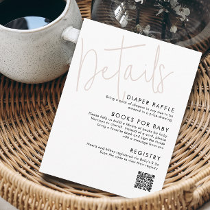 Modern Script Dusty Pink Baby Shower Details Enclosure Card