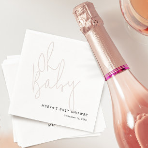 Modern Script Dusty Pink Oh Baby Shower Napkin