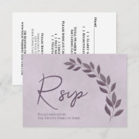 Modern Script Dusty Purple & Plum Leaves Wedding