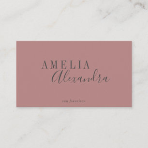 Modern Script Dusty Rose Gray Custom Boho Chic Business Card
