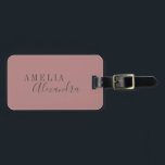 Modern Script Dusty Rose Grey Custom Boho Chic  Luggage Tag<br><div class="desc">Bold Minimalist Modern Professional Dusty Rose Script Typography Luggage Tag with Grey Text</div>