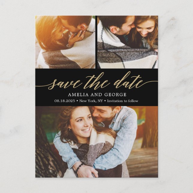 Modern Script EDITABLE COLOR Save The Date Postcard (Front)