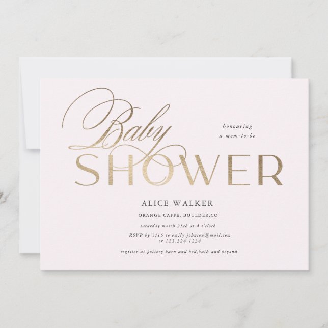 modern script elegant baby shower invitation (Front)