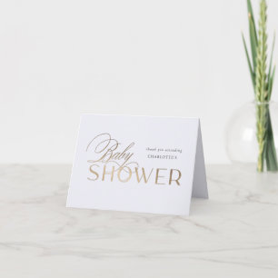 modern script elegant baby shower thank you note card