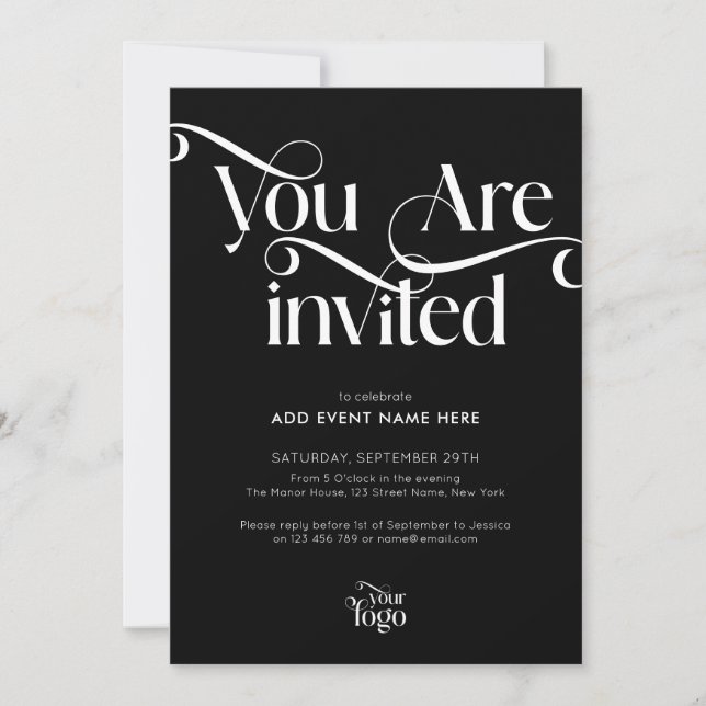 Modern Script Elegant & Chic Business Event Gala Invitation (Front)