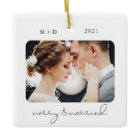 Modern Script Elegant Merry Married Wedding Photo