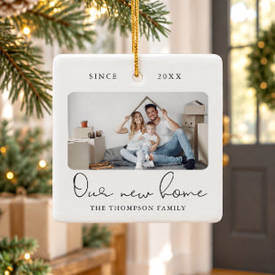 Modern Script Elegant New Home Sweet Home Photo Ce Ceramic Ornament