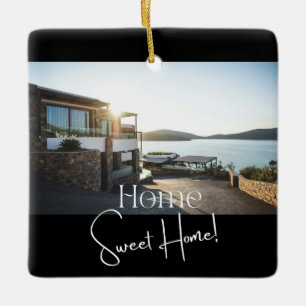 Modern Script Elegant New Sweet Family Home Photo  Ceramic Ornament