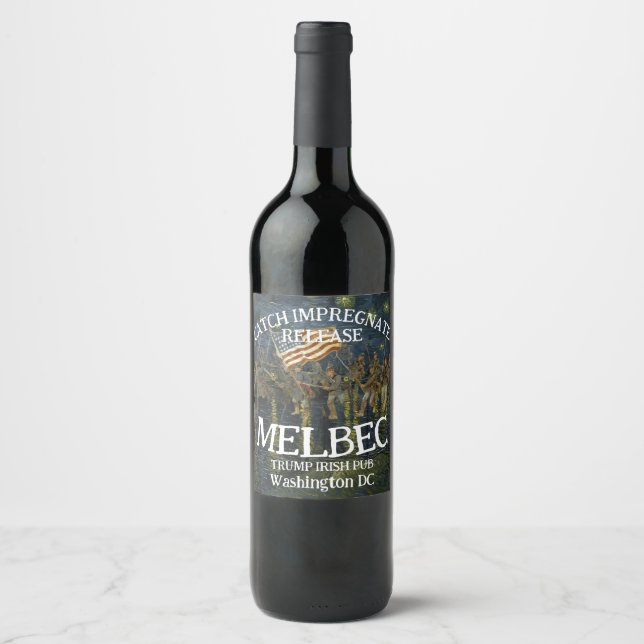 Modern Script Elegant Vintage Eucalyptus Trump Wine Label (Front)