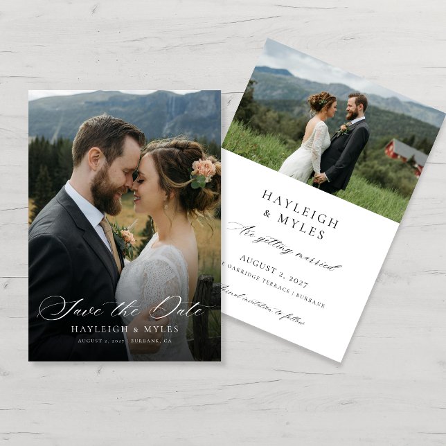 Modern Script Elegant Wedding 2 Photo Save The Date (Creator Uploaded)