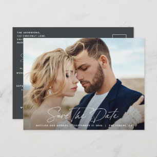 Modern script elegant wedding announcement postcard