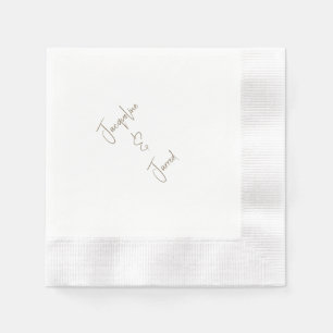 Modern Script Elegant Wedding Coined Cocktail Napkin