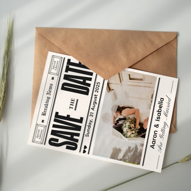 Modern Script Elegant Wedding Photo Save The Date Invitation (Creator Uploaded)