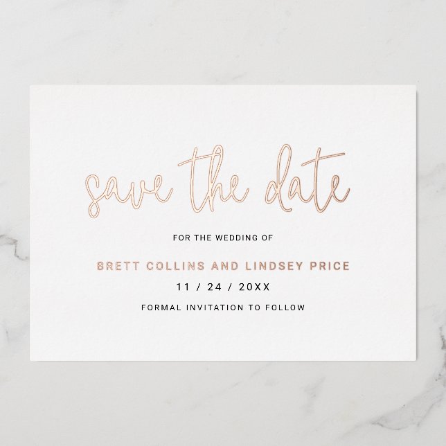 Modern Script Elegant Wedding Save The Date (Front)