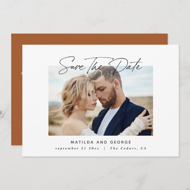 Modern script elegant wedding save the date (Front/Back)