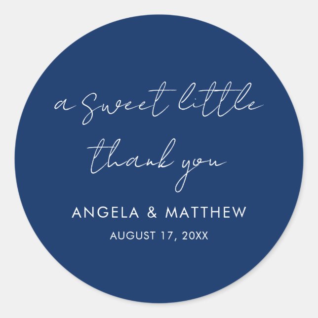 Modern Script Elegant Wedding Thank You Classic Round Sticker (Front)