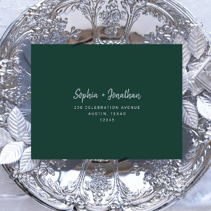 Modern Script Emerald Green   Self-Addressed RSVP Envelope