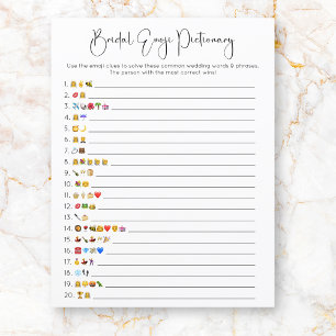 Modern Script Emoji Pictionary Bridal Shower Game