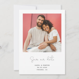 Modern Script Engagement Photo Save The Date