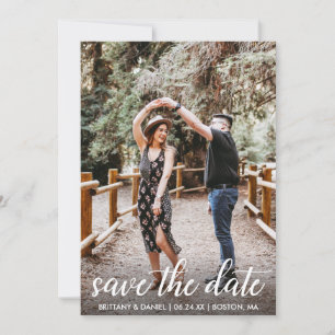 Modern Script Engagement Photo Save The Date