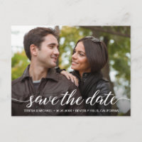 Modern Script Engagement Photo Save The Date 