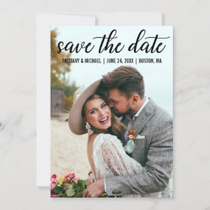 Modern Script Engagement Save The Date Photo BT Invitation