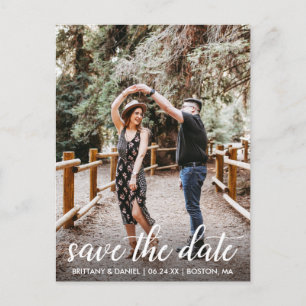 Modern Script Engagement Save The Date Photo Postcard