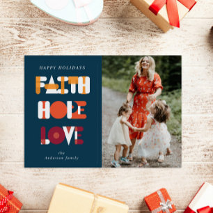 Modern Script Faith Holiday Photo Card