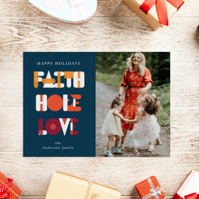 Modern Script Faith Holiday Photo Card (Creator Uploaded)