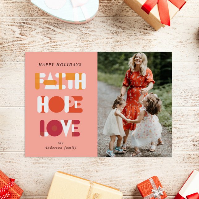 Modern Script Faith Holiday Photo Card (Creator Uploaded)