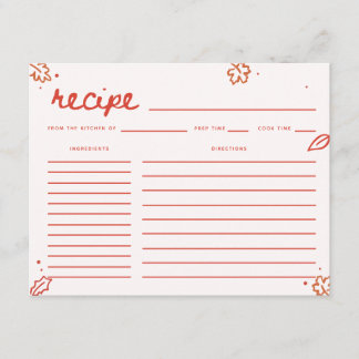 Modern Script Fall Bridal Shower Written Recipe Enclosure Card