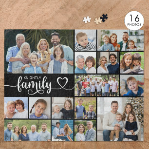 Modern Script FAMILY 16 Photo Collage Your Colour Jigsaw Puzzle