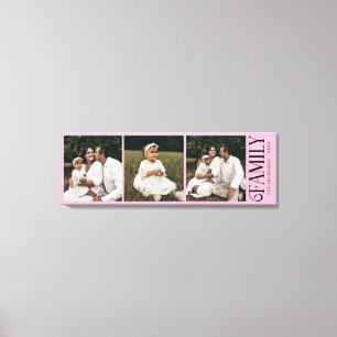 Modern Script Family Custom 3 Photos Name Canvas Print