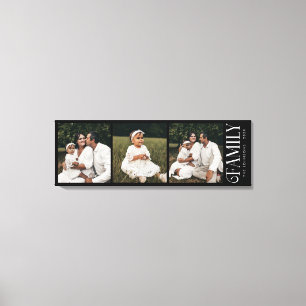 Modern Script Family Custom 3 Photos Name Canvas Print