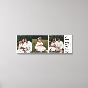 Modern Script Family Custom 3 Photos Name  Canvas Print