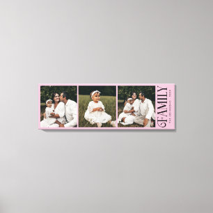 Modern Script Family Custom 3 Photos Name Canvas Print