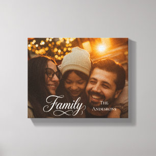 Modern Script Family Custom Photo Name Canvas Print