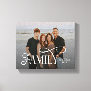 Modern Script Family Custom Photo Name  Canvas Print