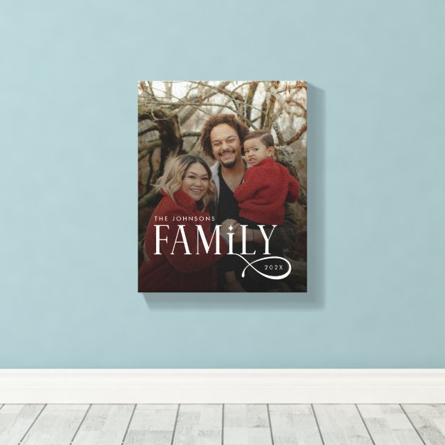 Modern Script Family Custom Photo Name  Canvas Print (Insitu(Wood Floor))