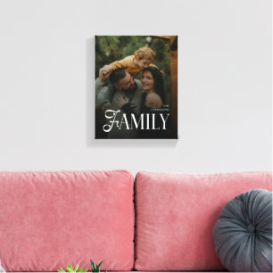 Modern Script Family Custom Photo Name  Canvas Print