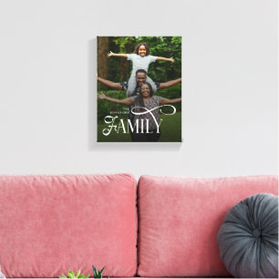 Modern Script Family Custom Photo Name Canvas Print