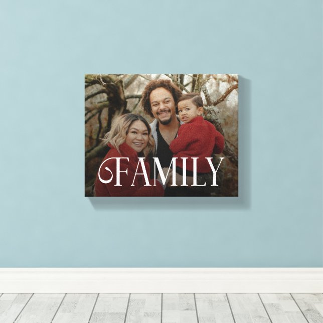 Modern Script Family Custom Photo Name  Canvas Print (Insitu(Wood Floor))