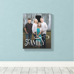 Modern Script Family Custom Photo Name Canvas Print