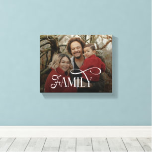 Modern Script Family Custom Photo Name  Canvas Print