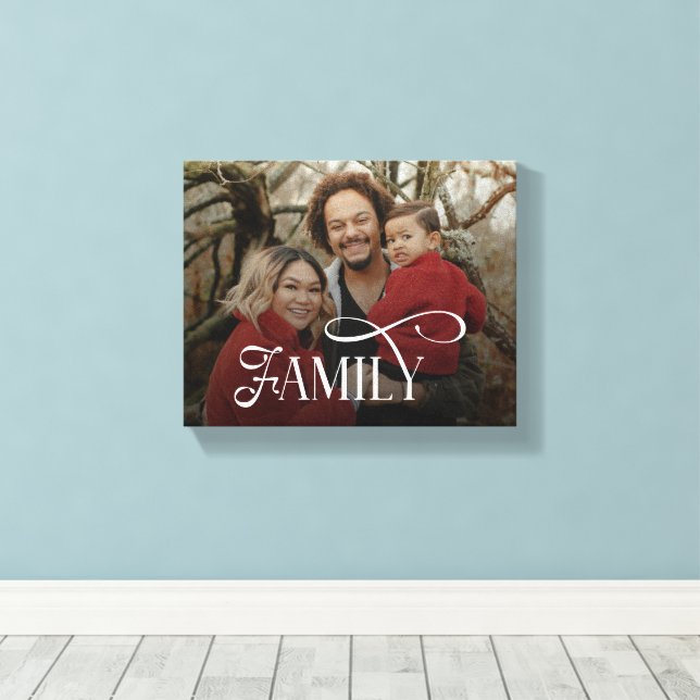 Modern Script Family Custom Photo Name  Canvas Print (Insitu(Wood Floor))