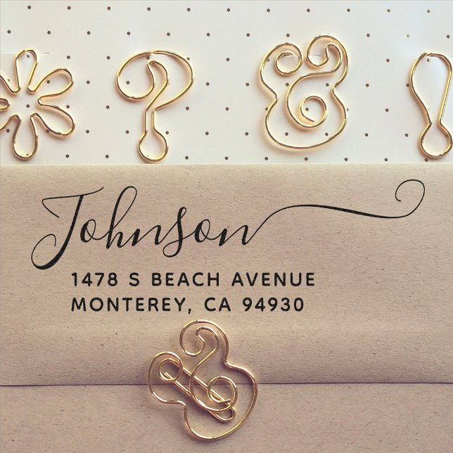 Modern Script Family Name Address Label Self-inking Stamp (Creator Uploaded)