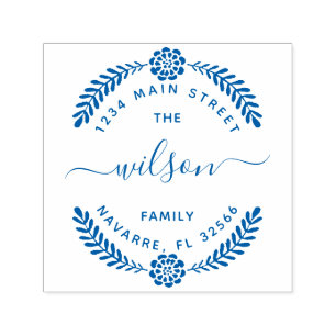 Modern Script Family Name & Custom Return Address Self-inking Stamp