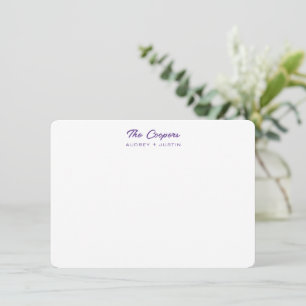 Modern Script Family Name Purple Personalised Flat Card